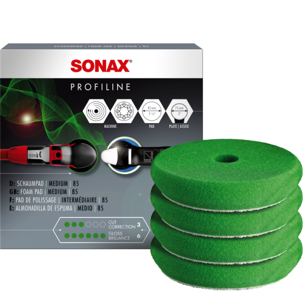 Sonax PROFILINE Σφουγγάρι Γυαλίσματος Μεσαίο Πράσινο 85mm (σετ 4 τεμάχια)