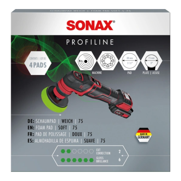 Sonax PROFILINE Σφουγγάρι Φινιρίσματος Μαλακό Λαχανί 88mm (4τμχ)